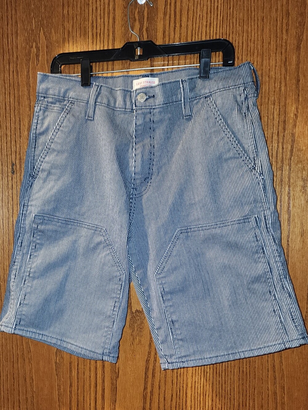 Levi's  Blue and White Pinstripe Denim Shorts 32 W